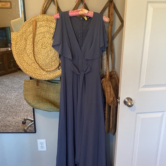 Dearly Loved Slate Blue Flutter Sleeve Maxi Dress - Picture 3 of 4